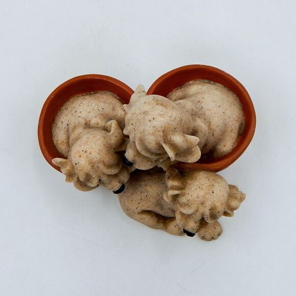 Quarry Critters Pit Stop 50164 3 Puppy Dogs In Planters Resin Figurine 2001 - Picture 6 of 10